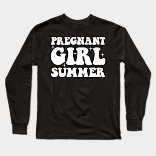 Pregnant Girl Summer Baby Shower announcement Long Sleeve T-Shirt